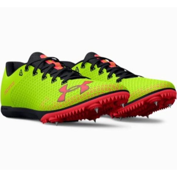 Under Armour Unixes Sprint Spikes Shoes Neon Yellow/Red Size Mens 11.5/Womens 13 - Picture 13 of 13